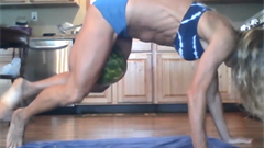 Blessing is a 5'7" 145-pound fitness competitor. She is seen in this video trying to break a watermelon with a scissors hold. She was put on the spot to try this but as You can see, Her legs are giving all they have got to break it. She even holds the watermelon up with Her legs backwards. She said to give Her a month and She could easily do it. This time We gave Her a watermelon and She broke it. She then flexes Her legs and arms and You can see Her sweaty, hard as a rock thighs and arms bulge with power as She does Her sexy flexing. These were taken just before She visited us for Her main shoots. She is now doing requests and fitness modeling in Nevada.
